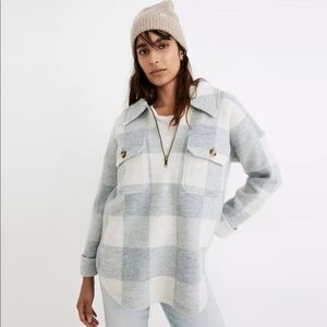 Madewell Boiled Wool Half-Zip Popover Sweater